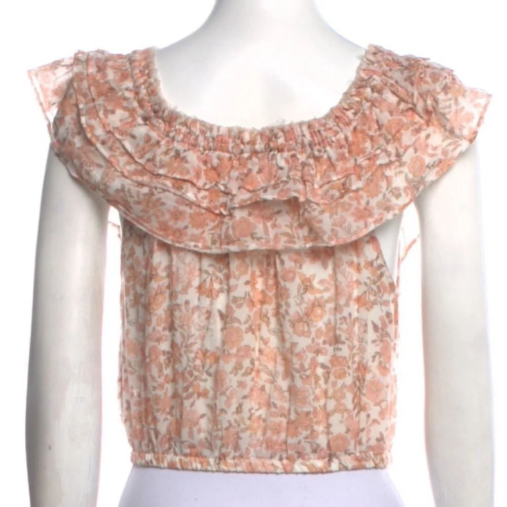 LoveShackFancy Floral Ruffle Shirt Size Large - Picture 8 of 15